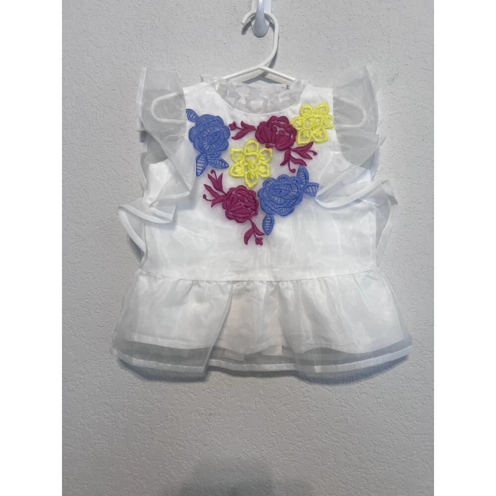 Janie and Jack White Floral Flutter Sleeve Top - Girls Size 3